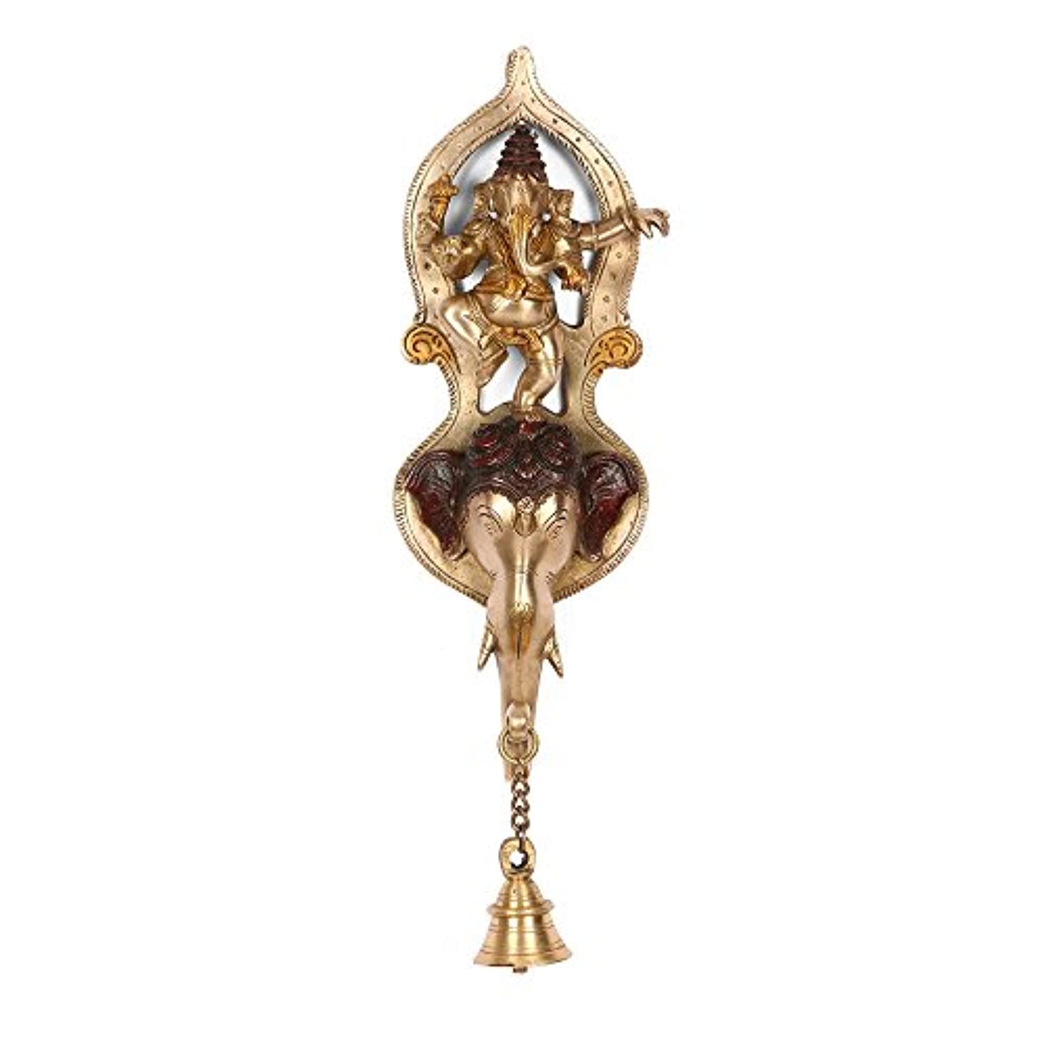 Brass Dancing Ganesha Design Spiritual Bell Wall Hanging Showpiece