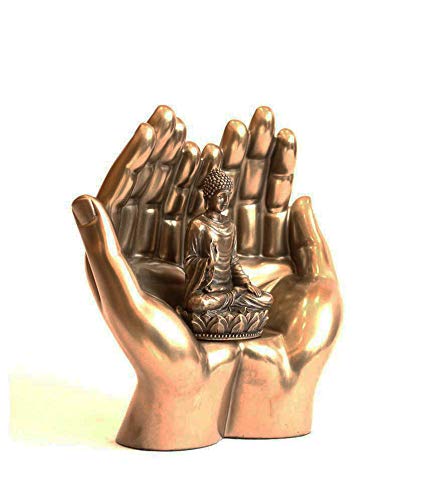 Handcrafted Double Palm Buddha Blessing Idol Showpiece Polyresin K-117