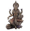 Bronze Goddess Lakshmi Maa Idol Sitting on Lotus Statue 