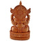Wooden Idol of Ganpati Sitting on Lotus Pedestal Sculpture 