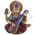 Goddess Sarasvati Playing Veena Brass Worship Statue