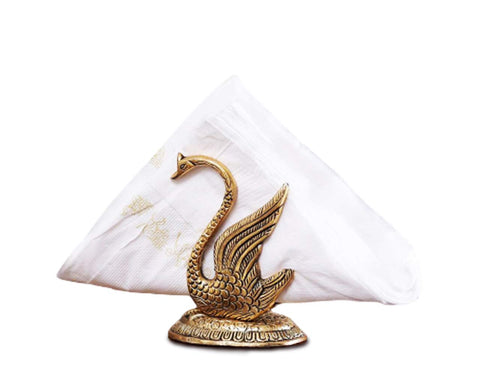 Metal Pair Of Swan Napkin Tissue Paper Holder Stand