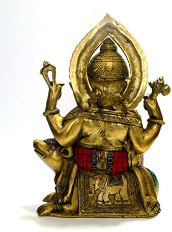 Ganpati idol Sitting on Mooshak Mouse Decorative Sculpture 