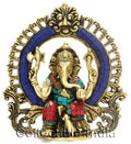 Lord Ganesha Idol Sitting on Singhasan Worship Statue