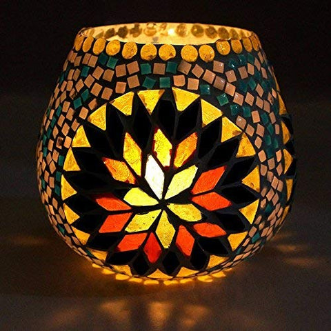 Mosaic Glass Votive Tea Light Candle Holder