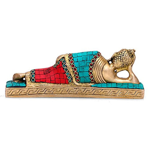 Sleeping Lord Buddha Brass Idol Statue