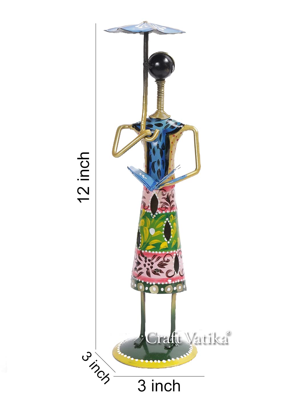 Fashion Dolls with Umbrella Metal Showpiece (Set Of 3)