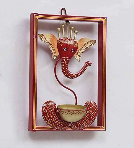 Iron Ganesha Tealight Candle Holder Wall Hanging Showpiece