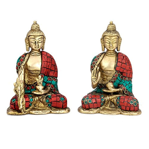 Pair Of Lord Buddha Brass Idol Showpiece