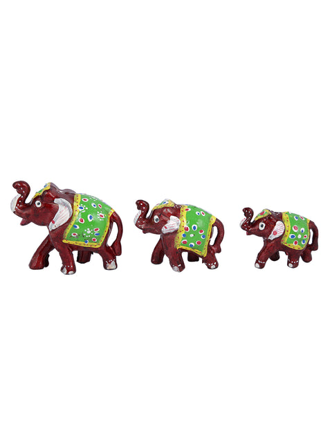 Miniature Colorful elephant family Trunk up EAMS114