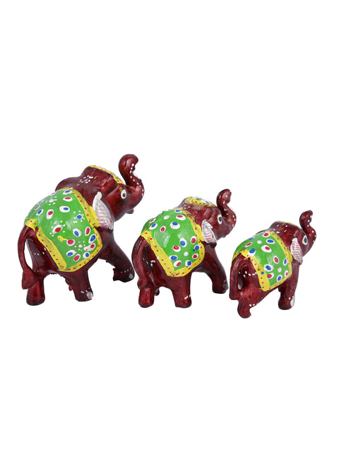 Miniature Colorful elephant family Trunk up EAMS114