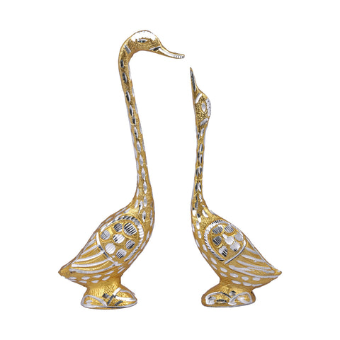 Metal Golden Swans Pair Decorative Showpiece Dfms398