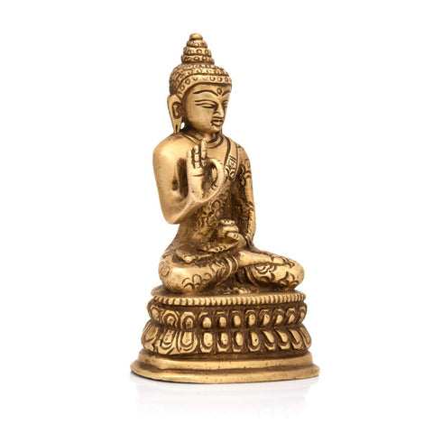 Brass Blessing Buddha Statue With Sacred Kalash Golden Finish Showpiece Bbs260
