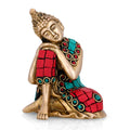 Resting Buddha Brass Idol with Gemstone Hand Work