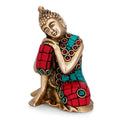 Resting Buddha Brass Idol with Gemstone Hand Work