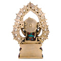 Goddess Saraswati Brass Idol With Turquoise Stone Handwork Sts103