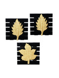 Mapple Leaf Wall Art Hanging with Wood Panel (Set of 3)