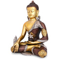 Brass Meditating Lord Buddha Idol With Scared Kalash Statue