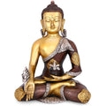 Brass Meditating Lord Buddha Idol With Scared Kalash Statue