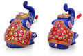Metal Hand Painted Pair Of Elephants With Meenakari Work Showpieces