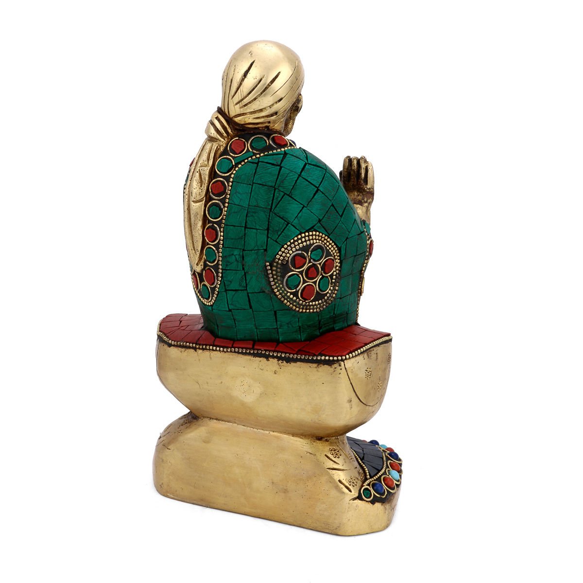 Brass Blessing Sai Baba Seating On Rock Idol Showpiece Sits106
