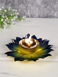 Kamal Diya Deepak Lotus Brass Diyas Oil Lamp Pooja, Diwali Gifts-Dfbs201-Blue