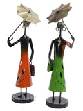 Metal Fashion Dolls With Umbrella Statue