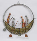 Iron Multicolor Round Boat Wall Hanging Showpiece\
