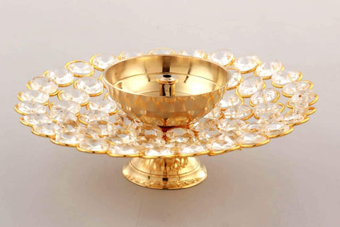 Crystal Akhand Diya Brass Oil Puja Lamp Dfbs144-Large