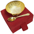 Royal Gold & Silver Plated Bowl Set with Spoon & Beautiful Red Velvet Box