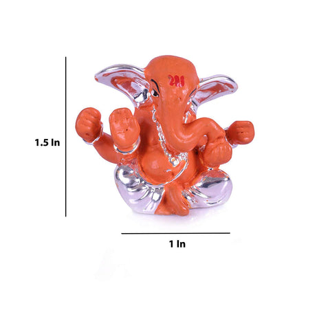 Silver Plated Red Terracotta Ganesh Statue Gmas203