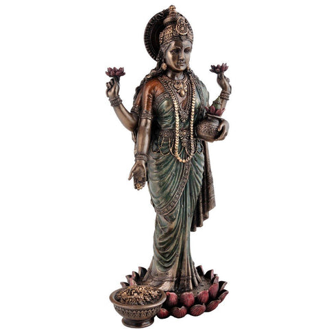 Brass Standing Lakshmi Idol Murti Statue