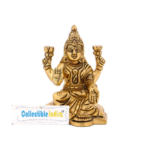 Blessing Goddess Lakshmi Brass Idol Murti Statue