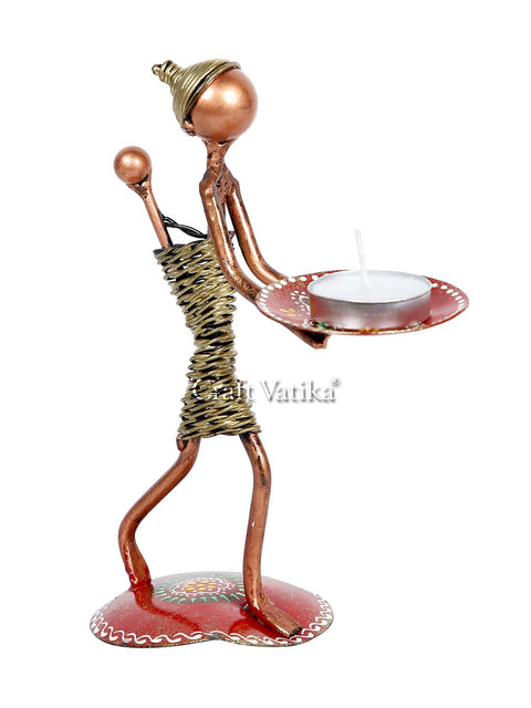 Metal Lady Tealight Candle Holder For Room Decoration