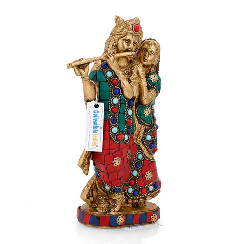 Brass Radha Krishna Handmade Idol for Puja