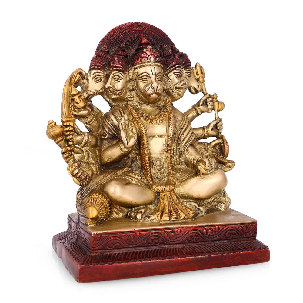 Blessing Panchmukhi Hanuman Brass Idol Murti Statue