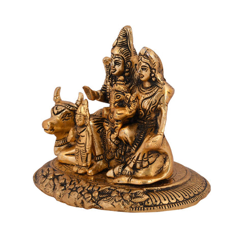 Shiv Parvati Ganesh Metal Idol Sitting On Nandi Statue Shbs148