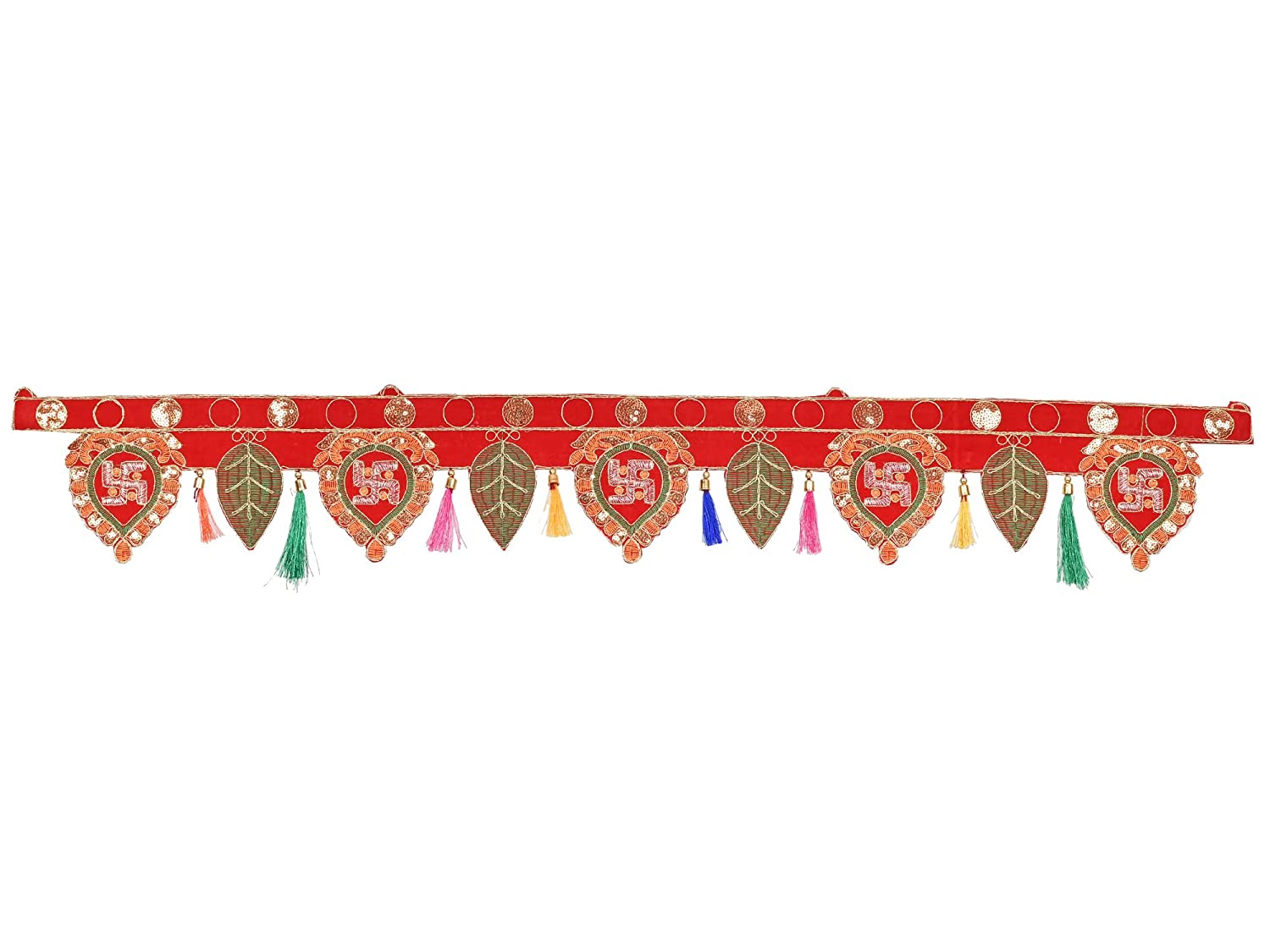 Velvet Swastik Leaf Design Door Bandarwal