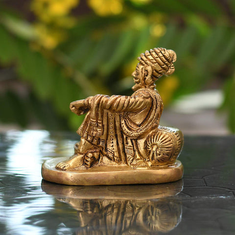 Brass Shivaji Maharaj Showpiece for Gift & Decor 