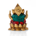 God Ganesha On Lotus Brass Daily Worship Statue