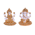 Ceramic Laxmi Ganesh Idol With Gold And Off White Color