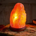 Natural Himalayan Rock Salt Lamp Original Pink Crystal - Air Purifier With Wooden Base Lampt101