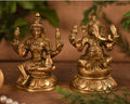 Brass Set Of Lakshmi Ganesha Idol Murti Statue