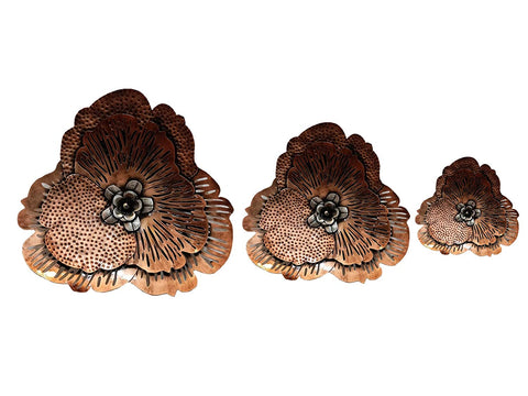 Iron Flowers Mounted Wall Art Decor Showpiece (set of 3)