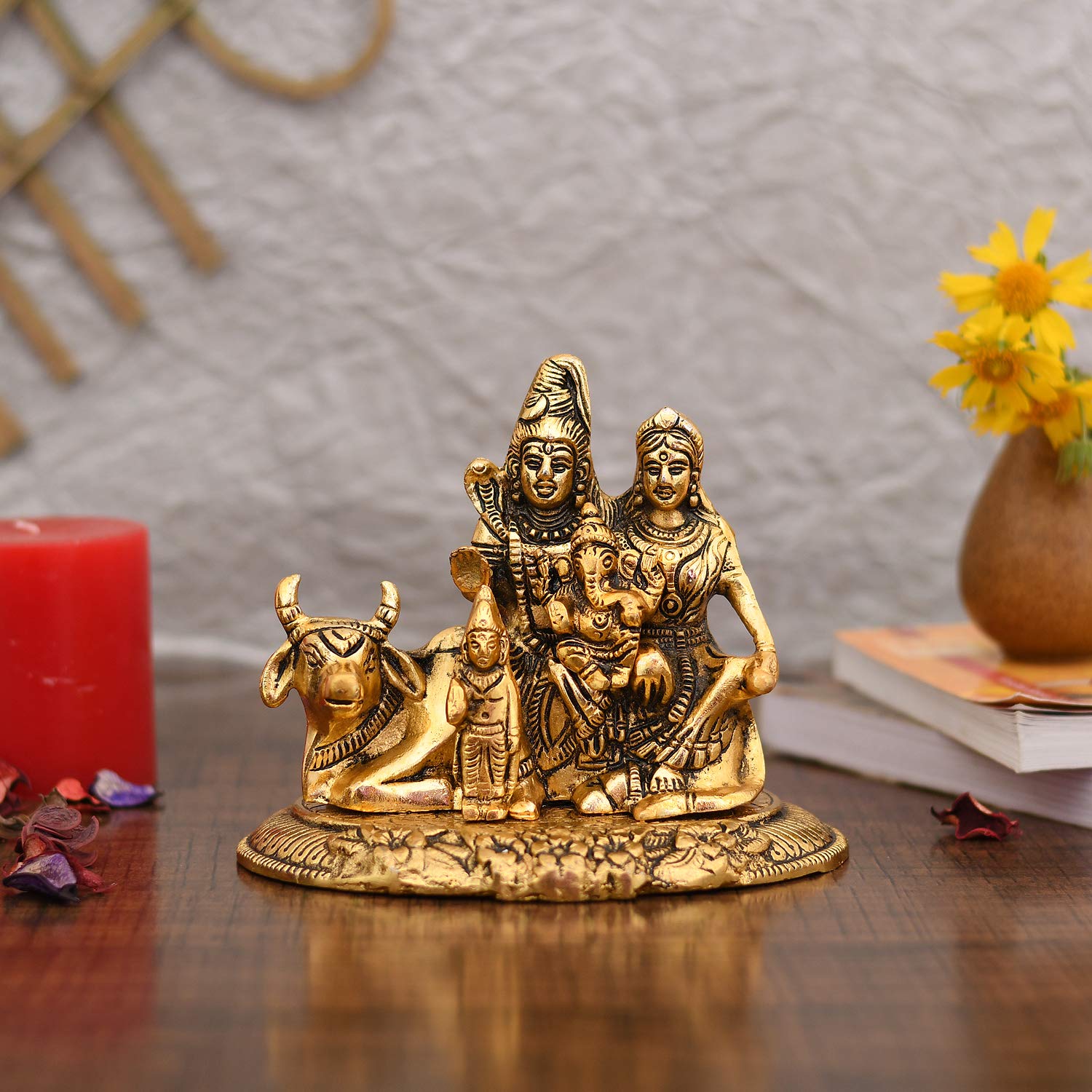 Shiva Parvati Ganesh Sitting On Nandi Showpiece