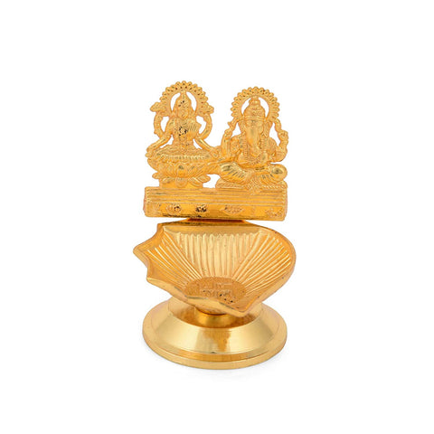 Lakshmi Ganesh Metal Idol With Diya Oil Lamp Showpiece Lgbs122