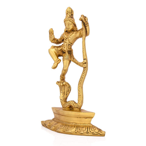Brass Dancing Krishna On Kaliya Nag Statue Kbs126
