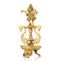 Brass Ganesh Idol Peacock Diya Oil Lamp Stand Showpiece 