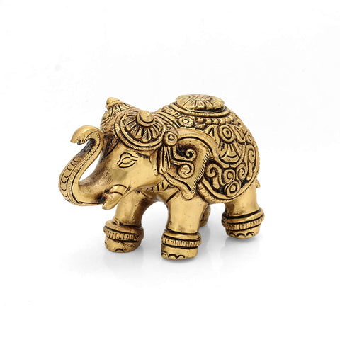 Trunk Up Elephant Brass Decorative Showpiece