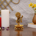 Metal Krishna Playing Flute Standing On Lotus Idol Statue Kbs147
